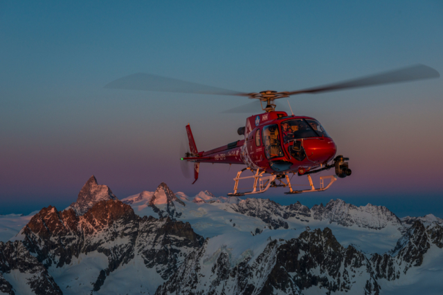 As a flight assistant for Air Zermatt and as a photographer for the Swiss television SRF for the DOC series "Adventure Alps - The Ski Tour of Life"